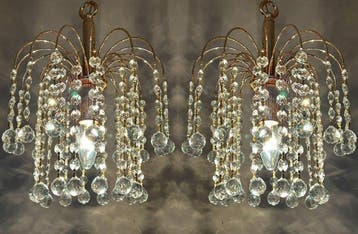 Swarovski - Kroonluchter (2) - Kristal, Bladgoud
