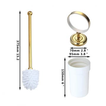 Gouden WC Borstel incl. houder en wit bakje, Verzenden, Nieuw