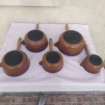 Kookpottenset (5) - Geëmailleerd gietijzer met schenktuit -