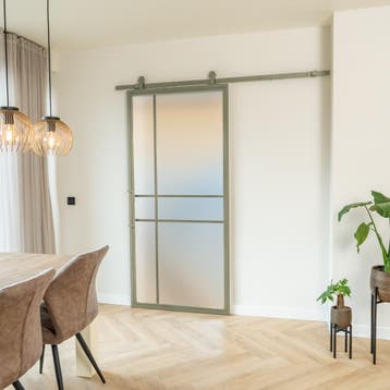 OUTLET: Stalen Schuifdeur 2066x800 6 Vlaks Olijfgroen Mat gl, Nieuw, Metaal