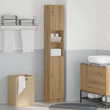 vidaXL Badkamerkast Artisan Eiken 32x25,5x190 cm Bewerkt, Verzenden, Nieuw, (Half)hoge kast, 150 tot 200 cm