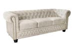 Chesterfield 3-zitsbank 200cm fluweel champagne 3-zits met, Huis en Inrichting, Banken | Bankstellen, Ophalen of Verzenden, Nieuw