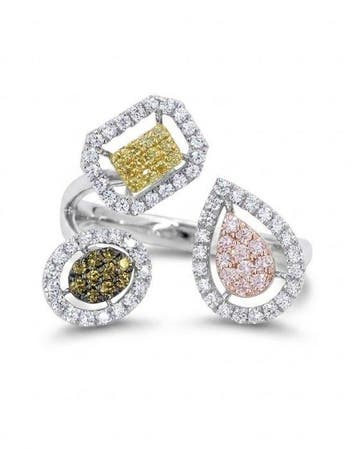 Cocktailring - 18 karaat Witgoud - 0.59ct. tw. Gemengde
