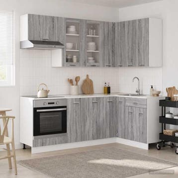 vidaXL Keuken Eenheid LYON 8 st Grijs Sonoma Bewerkt hout, Verzenden, Nieuw, Grijs