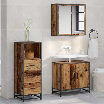 vidaXL Badkamermeubelset Oud Hout 35 x 37,5 x 100 cm Bewerkt, Verzenden, Nieuw, Overige typen