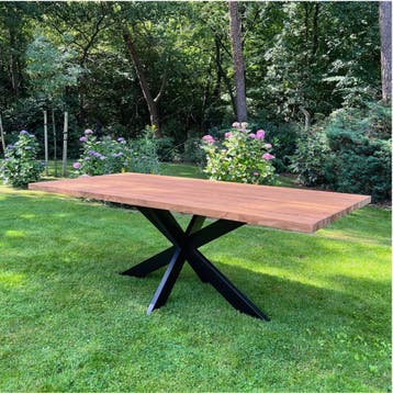 Rechthoekige tuintafel met stalen kruispoot -  240 cm, Tuin en Terras, Ophalen of Verzenden, Nieuw