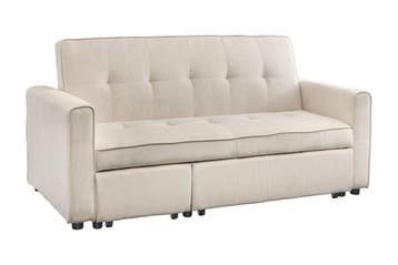Slaapbank SMART 180 cm 2-zits, corduroy beige - 47592, Huis en Inrichting, Slaapkamer | Slaapbanken, Ophalen of Verzenden, Nieuw