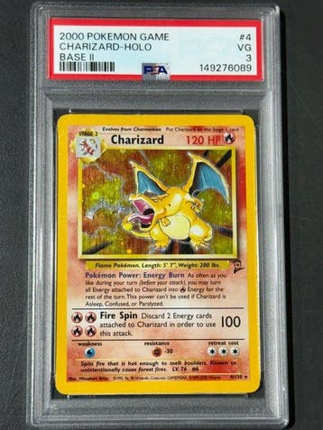 Pokémon Card - Charizard Base Set 2, EX, PSA 3 Holo, Nieuw