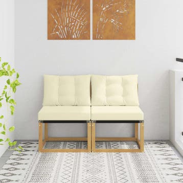 vidaXL 2 st Buiten Midden Sofa Massief acaciahout en, Tuin en Terras, Tuinsets en Loungesets, Verzenden, Nieuw, 2 zitplaatsen