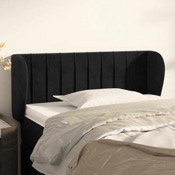 vidaXL Hoofdbord met randen 103x23x78/88 cm fluweel zwart, Verzenden, Nieuw, Zwart, Stof