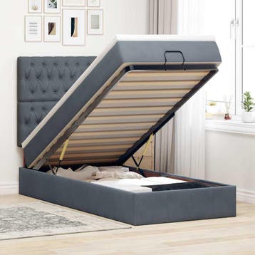 vidaXL Ottoman bed met matrassen 90x200cm fluweel, 90 cm, Eenpersoons, Verzenden, Nieuw