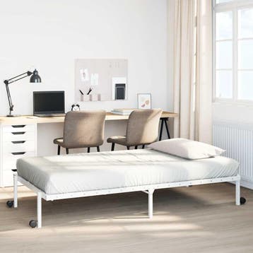 vidaXL Bedframe zonder matras opvouwbaar 100x190 cm staal, Huis en Inrichting, 100 cm, Eenpersoons, Verzenden, Wit