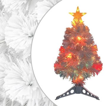 vidaXL Kunstkerstboom met verlichting 64 cm glasvezel wit, Diversen, Kerst, Verzenden, Nieuw