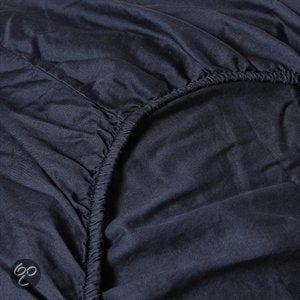 Satin Stripe Uni hoeslaken - Ink blue - 1-persoons (90x220, Verzenden, Nieuw
