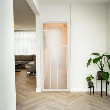 Stalen Binnendeur - Wit - 4 Vlaks rond - Kathedraalglas, Minder dan 80 cm, Binnendeur, Nieuw, Metaal