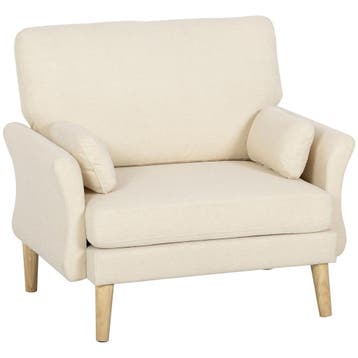 Samtgevoerde Fauteuil, Extra Grote Accentstoel Met Houten Po, Verzenden, Nieuw