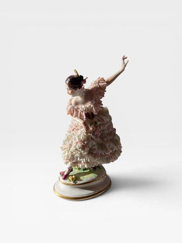 Figuur - Ballerina in porcellana con merletti - Porselein, Antiek en Kunst, Antiek | Glas en Kristal