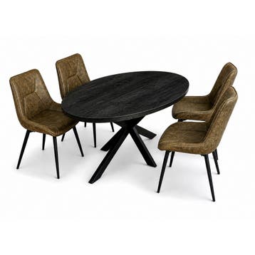Silvia Deal 150cm mango Black + 4x Houston hunter, Huis en Inrichting, Stoelen, Ophalen of Verzenden, Nieuw