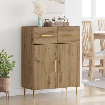 vidaXL Dressoir Artisan Eiken 69,5 x 34 x 90 cm Bewerkt hout, Huis en Inrichting, Kasten | Dressoirs, Verzenden, Nieuw, Overige houtsoorten