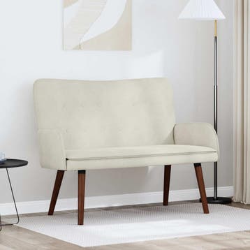 vidaXL 2-Zits Sofa Crèmekleurig 115 x 61 x 87 cm Fluweel (V), Verzenden, Minder dan 150 cm, Stof, Nieuw