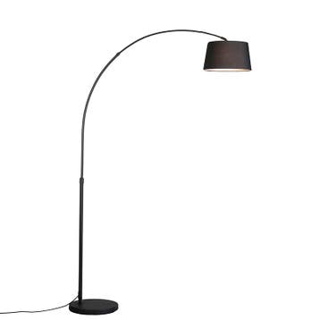 Moderne booglamp zwart met zwarte stoffen kap - Arc Basic, Verzenden, Nieuw, Modern
