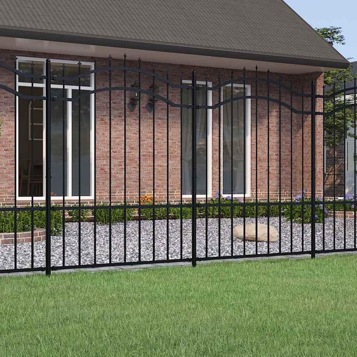 vidaXL Tuinhek Woerden met speerpunt zwart 240x150 cm staal, Tuin en Terras, Schuttingen, Nieuw, IJzer, Minder dan 1 meter, Verzenden