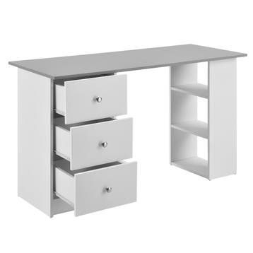 Bureau Lemberg met 3 lades 120x49x72 cm wit en lichtgrijs, Huis en Inrichting, Bureaus, Verzenden, Nieuw