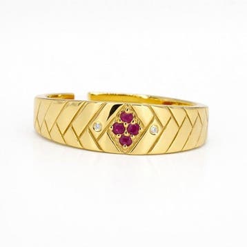 Zonder minimumprijs - Ring Verguld Robijn - Diamant - 18k, Nieuw