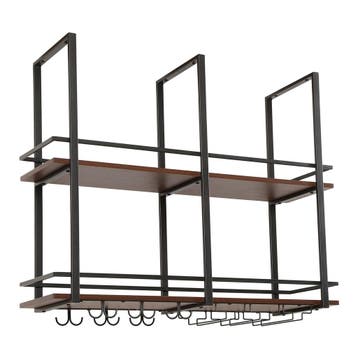 Wijnrek Hubro zwart en walnootkleurig 100x30x85 cm [en.casa], Verzenden, Nieuw