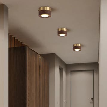 Walnoot houten LED plafondlamp modern, Verzenden, Nieuw