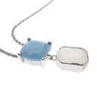 Zilveren ketting met turquoise en melksteen hanger; 40- 4..., Sieraden, Tassen en Uiterlijk, Kettingen, Gebruikt, Overige kleuren