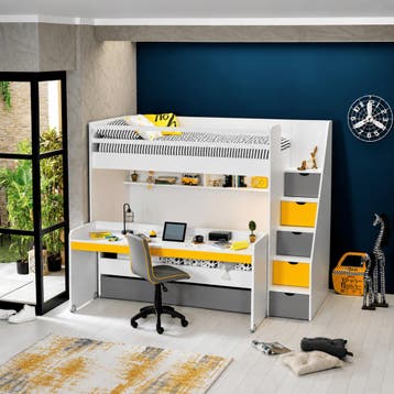 Almila Neo Complete Kinderkamer Set Hoogslaper - Wit/Geel -, Nieuw