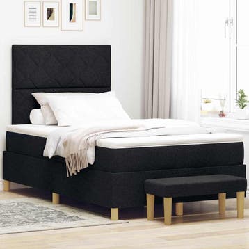 vidaXL Boxspring bed met hoofdeinde Zwart 190 x 120 cm Stof, Verzenden, Nieuw, Zwart