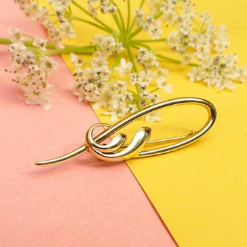 Vintage gouden broche, Ophalen of Verzenden, Gebruikt, Overige kleuren, Goud