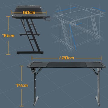 Gaming bureau - Gaming desk - Gaming tafel - 120x60 cm - Zwa, Huis en Inrichting, Bureaus, Verzenden, Zo goed als nieuw