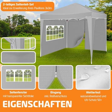 KESSER® Zijwand voor paviljoen - 3x3m - Grijs, Tuin en Terras, Partytenten, Verzenden, Zo goed als nieuw
