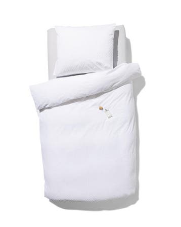 HEMA Dekbedovertrek 140x200/220cm zacht katoen structuur, Verzenden, Nieuw, Wit