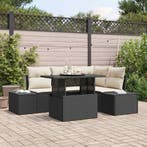 vidaXL Tuin Sofa Set met kussen met opslag 5 pcs Zwart poly, Verzenden, Nieuw, Rotan, 5 zitplaatsen