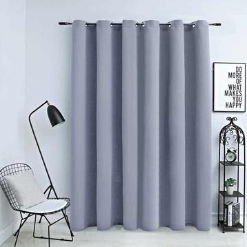 vidaXL Gordijn verduisterend met metalen ringen 290x245 cm, Verzenden, Nieuw, Grijs