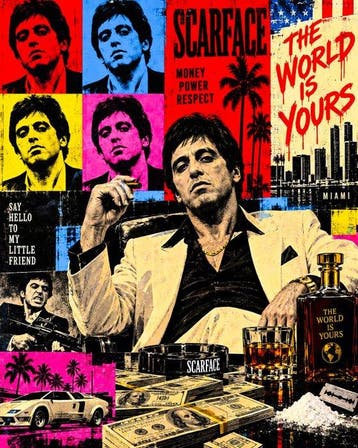 Scarface - Al Pacino con stile artistico Andy Warhol, Nieuw