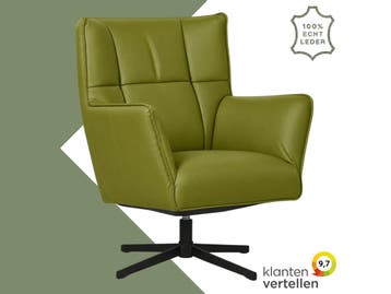 Leren draaifauteuil Lovely - Toledo Apple Green (groen), Nieuw, Ophalen of Verzenden, 75 tot 100 cm, Eigentijds, Modern, Retro, Vintage