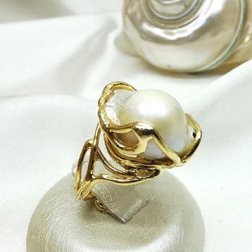 Parel - Argento 925 - Ring - perla edison, Antiek en Kunst