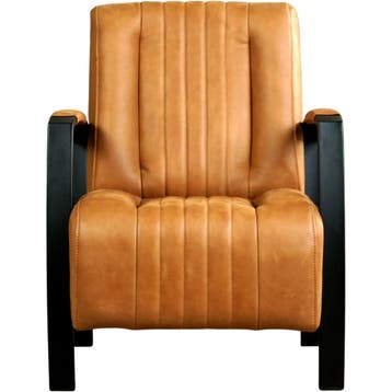 Leren fauteuil Glamour - Vintage Cognac (cognac), Huis en Inrichting, Nieuw, Ophalen of Verzenden, 50 tot 75 cm, Industrieel, Modern, Retro