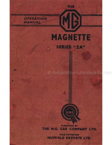 1954 MG MAGNETTE INSTRUCTIEBOEKJE ENGELS, Auto diversen