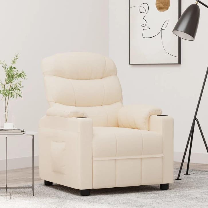 Fauteuil Creme Stof | Retourdeal 47% Korting, Huis en Inrichting, Fauteuils, 75 tot 100 cm, 75 tot 100 cm, Zo goed als nieuw, Hout