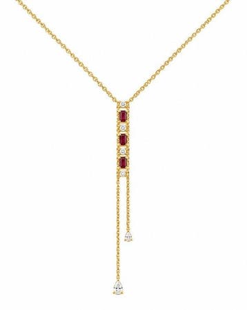 Halsketting - 14 karaat Geel goud - 1.70ct. tw. Robijn -, Nieuw