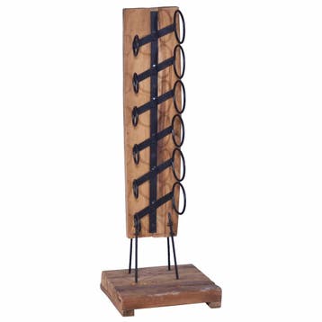vidaXL Wijnrek voor 6 flessen 35x35x100 cm massief teakhout, Verzenden, Nieuw