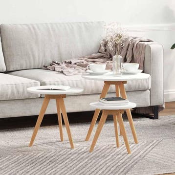 vidaXL Salontafel 3 st Bruin 50 x 50 x 46 cm Massief, Verzenden, Rond, Nieuw, 50 tot 100 cm