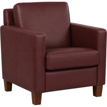 Leren fauteuil Smart - Toledo Bordeaux (donkerrood) - Poten, Nieuw, Ophalen of Verzenden, Bohemian, Eigentijds, Modern, Retro