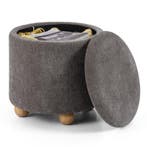 LIVSK Ronde Opbergpoef - Zachte Chenille Bekleding - Verborg, Verzenden, Nieuw